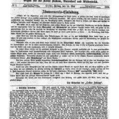 Titelblatt der ersten Ausgabe der "Oelder Zeitung" (heute "Die Glocke") vom 14. Mai 1880