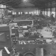 Blick in die Maschinenfabrik von Haver & Boecker; Aufnahme vermutlich aus den 1950er-Jahren